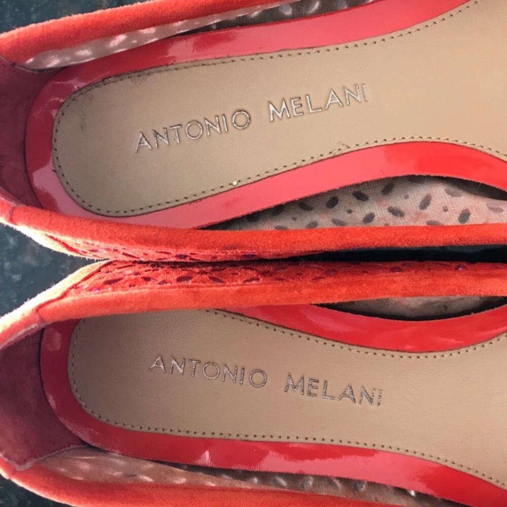 Antonio Melanie 6M orange suede laxer cut mesh flats with sparkle crystal studs - Picture 9 of 11